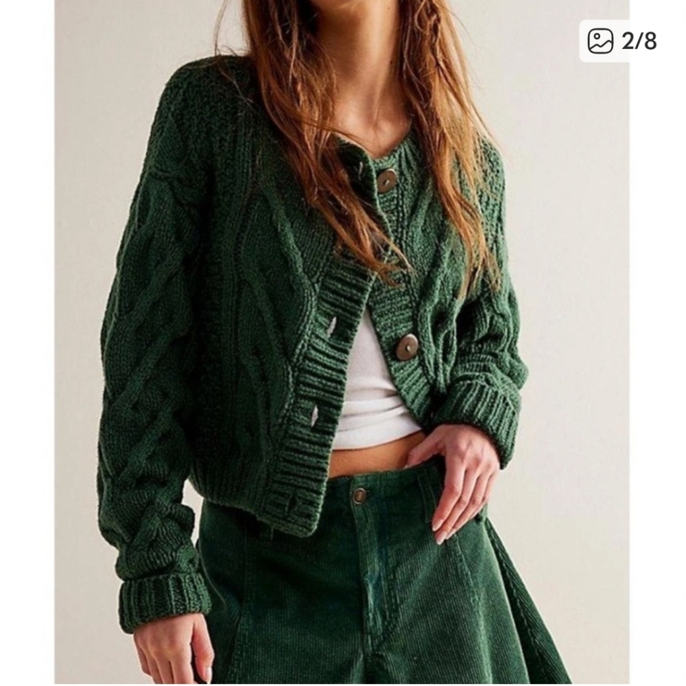 Free People Blue Cable Knit Sweater